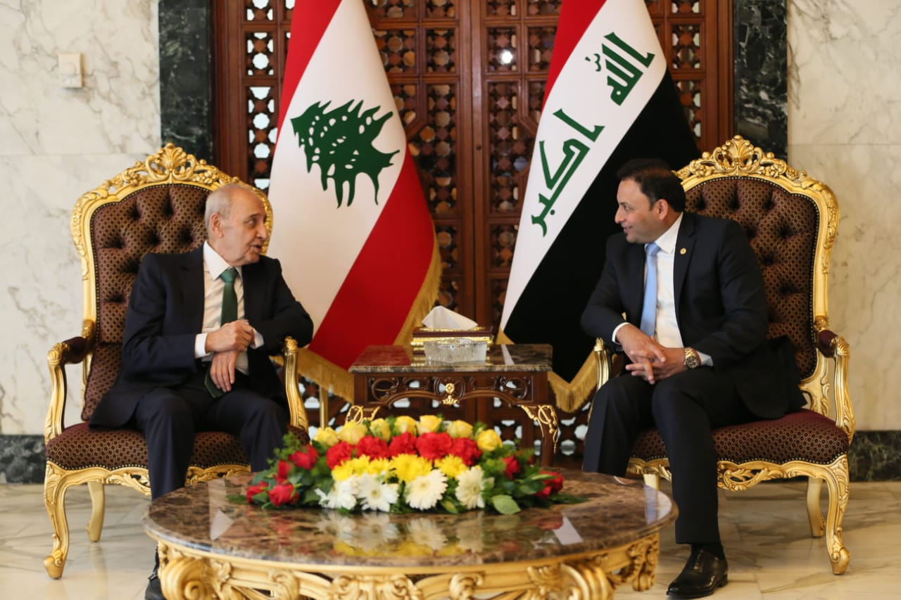 الكعبي يستقبل رئيس البرلمان اللبناني في بغداد