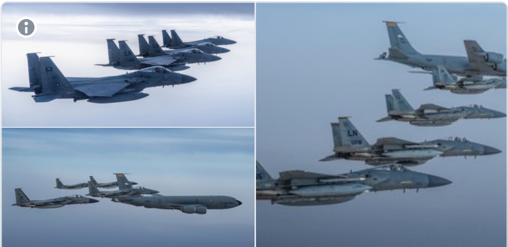 المقاتلات السعودية والأمريكية تحلق فوق سماء الخليج