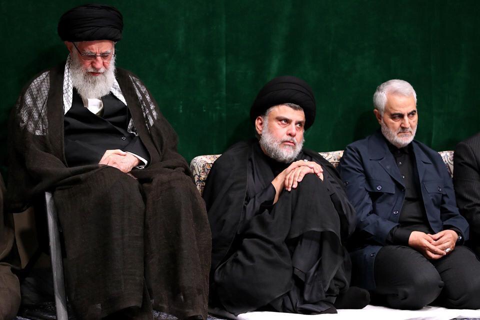 بالصور : الصدر يتوسط الخامنئي وسليماني في مجلس عاشورائي في طهران