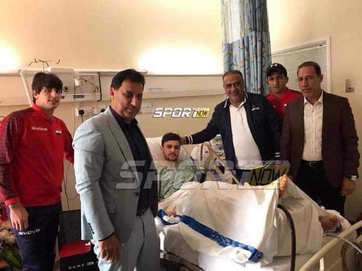 برفقة عطوان و ميمي .. وفـد اتحاد الكرة يزور اللاعب بسام الراوي في المستشفى