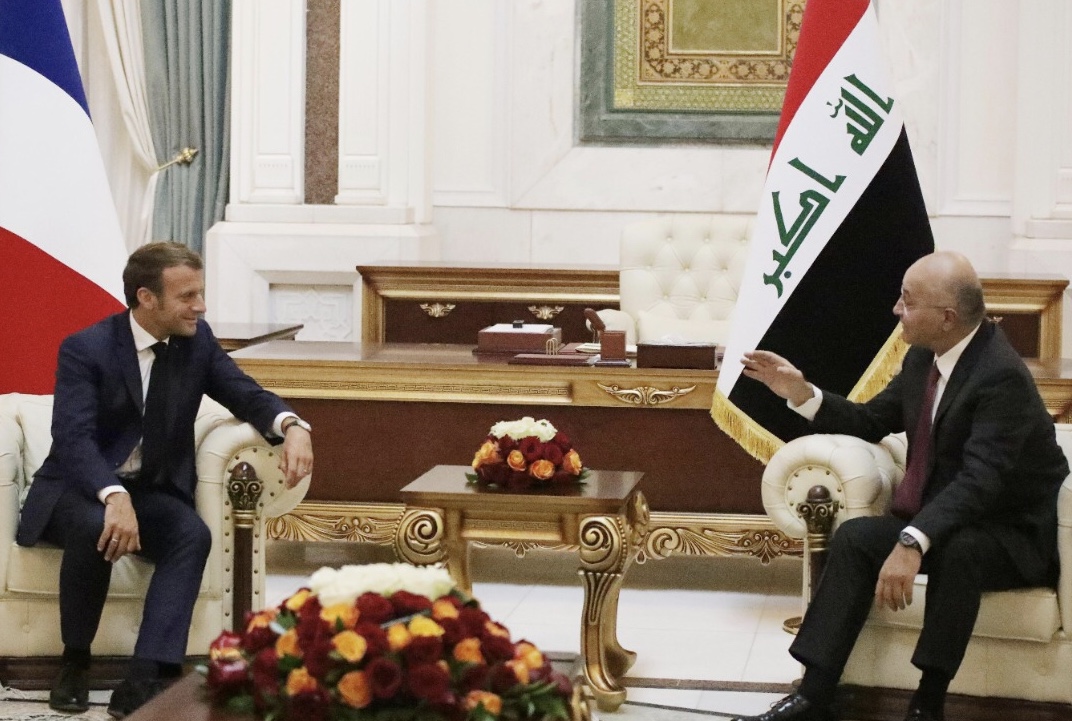رئاسة الجمهورية تكشف تفاصيل لقاء صالح بالرئيس الفرنسي في بغداد