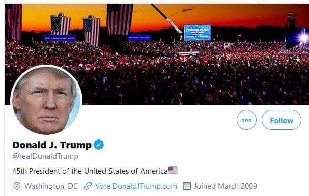 موقع تويتر يحذف لقب “الرئيس الأميركي” من حساب دونالد ترامب، مع إبقاء الرئيس الـ 45 للولايات المتحدة