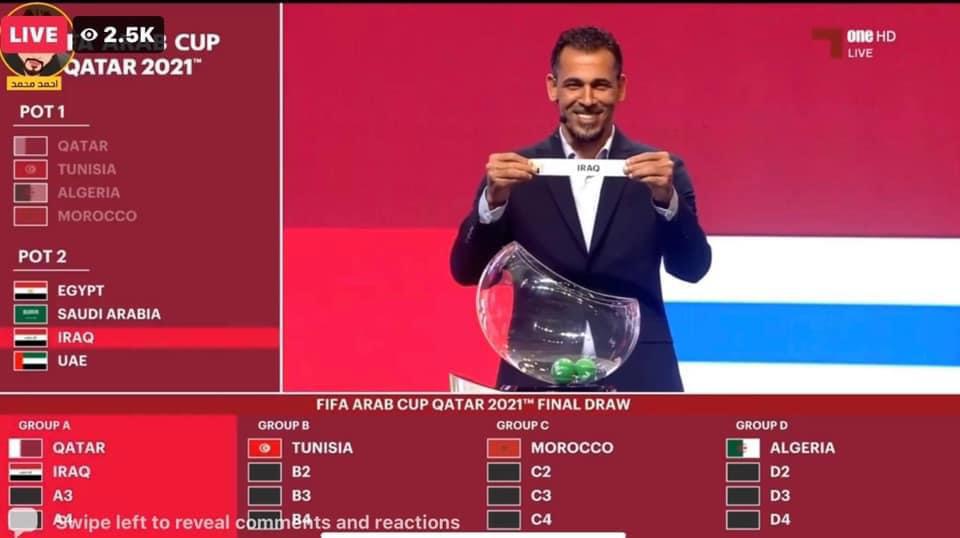 قرعة كأس العرب.. مواجهات قوية والعراق في المجموعة الأولى