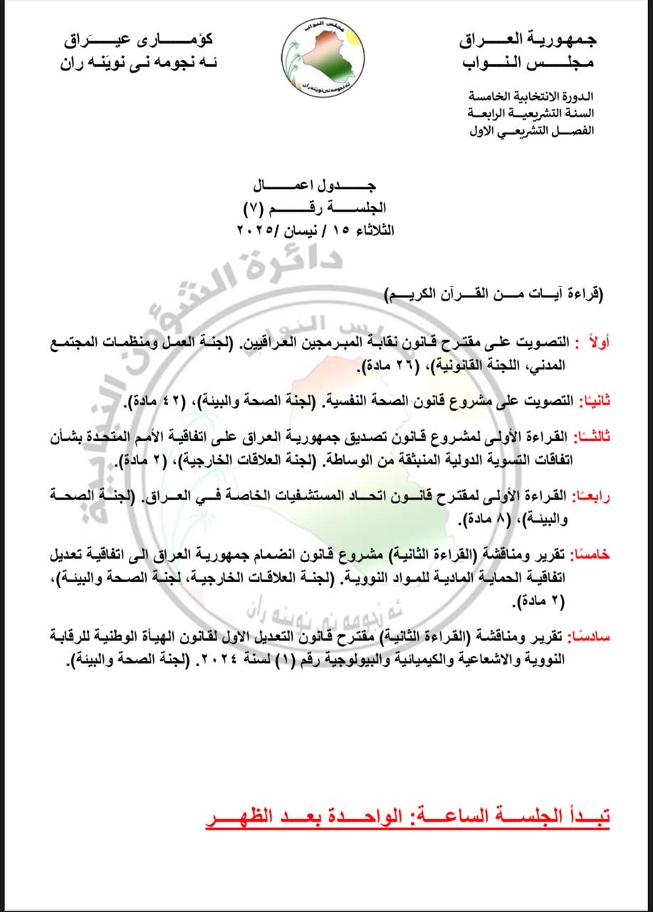 🔻بينها التصويت على قانون المبرمجين .. ” اخر الاخبار ” تنفرد بنشر جدول اعمال جلسة البرلمان ليوم غد الثلاثاء