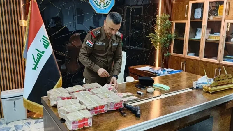 شرطة ديالى تضبط 373 مليون دينار ومسدساً مسروقين في المقدادية