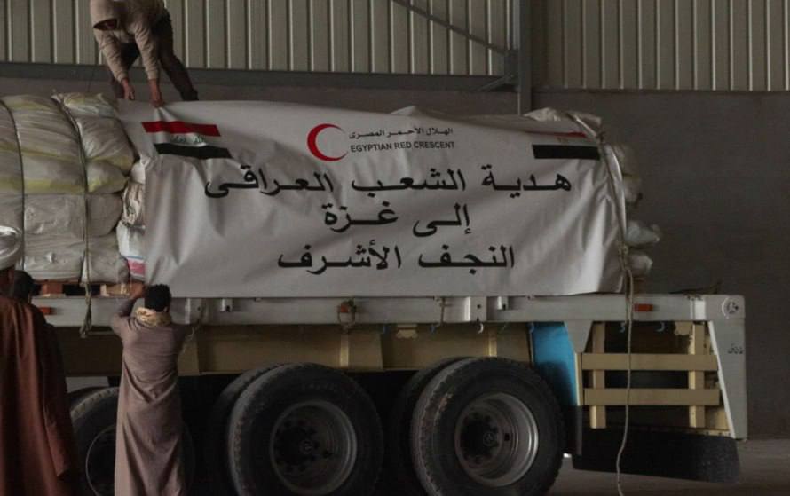 مكتب السيد الصدر يرسل قافلة مساعدات إلى أهالي غزة