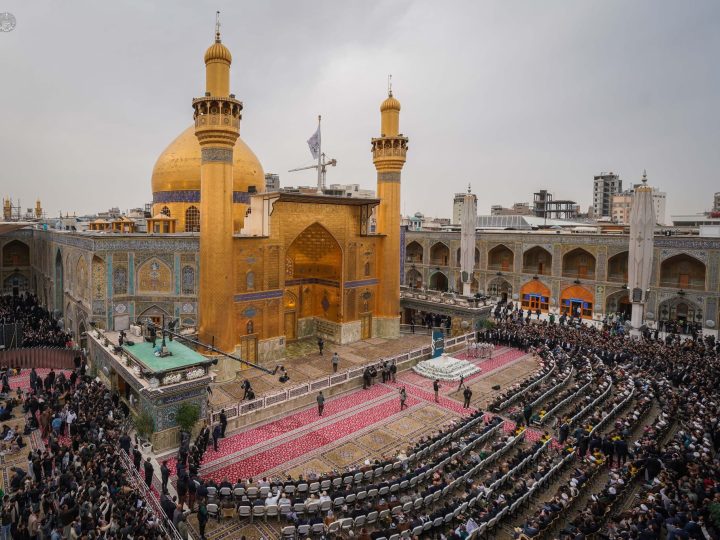 العتبة العلوية المقدسة تزيح الستار عن مشروع تأهيل وتذهيب الإيوان الذهبي الكبير