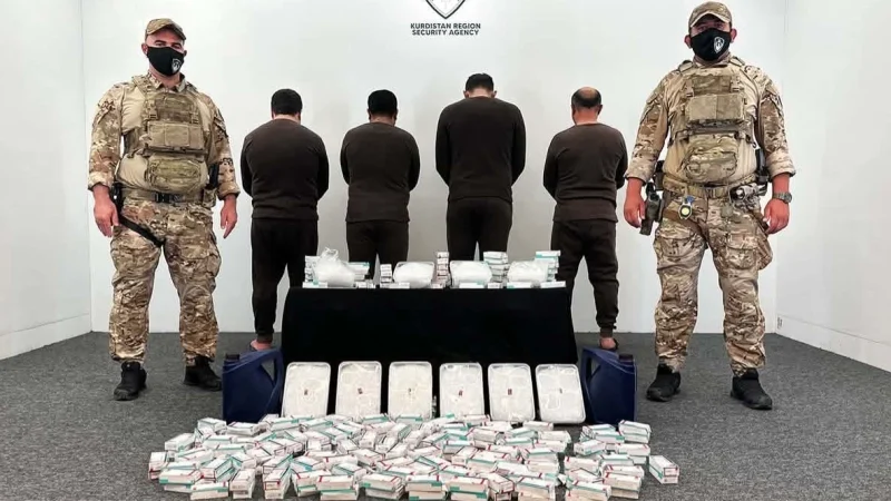 أمن كوردستان يطيح بأربعة تجار مخدرات ويضبط 21 كيلوغراماً من الكريستال.. واعتقال مبتز نساء في كرميان